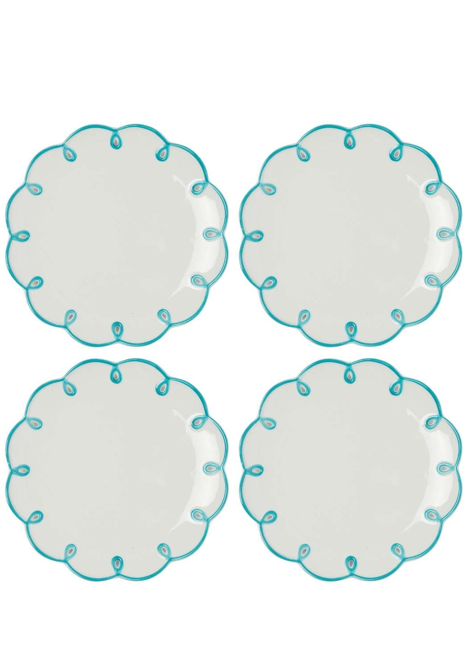 Sky Blue Scalloped Lunch Plate - Set of 4 - Casa by Josephine Jenno