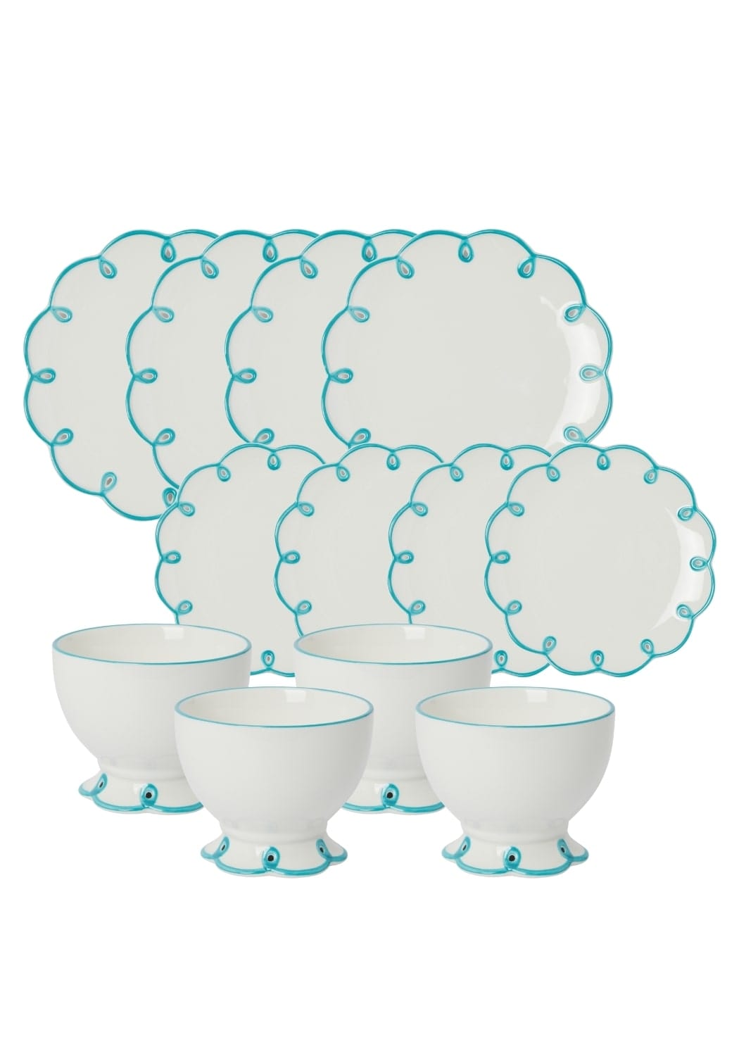Sky Blue Scalloped Set
