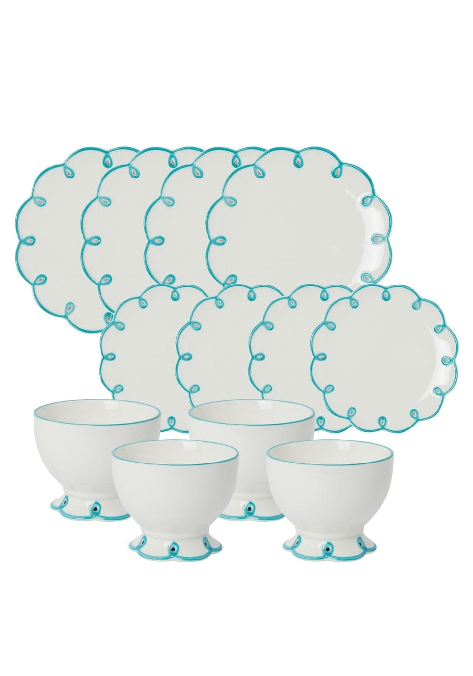 Sky Blue Scalloped Set