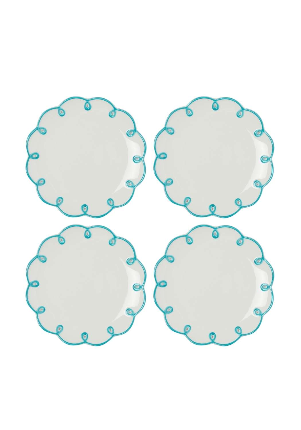 Sky Blue Scalloped Side Plates - Set of 4 - Casa by Josephine Jenno