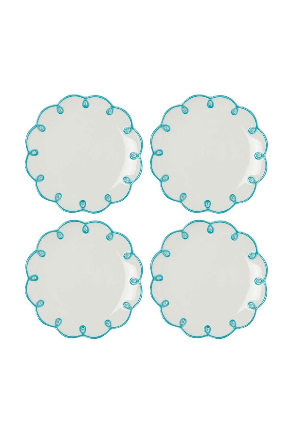 Sky Blue Scalloped Side Plates - Set of 4 - Casa by Josephine Jenno
