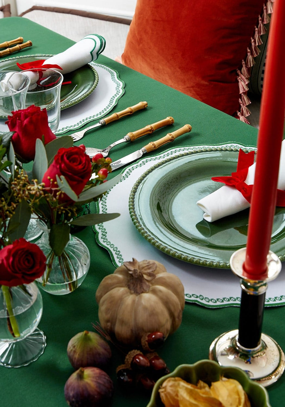 Smart Green Trim Placemats - Set of 4 - Casa by Josephine Jenno