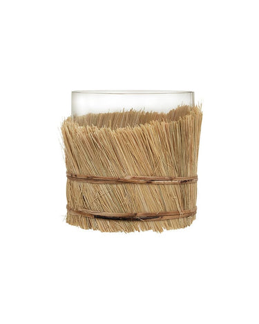 Summer Chic Raffia Candle Holder Small Pair
