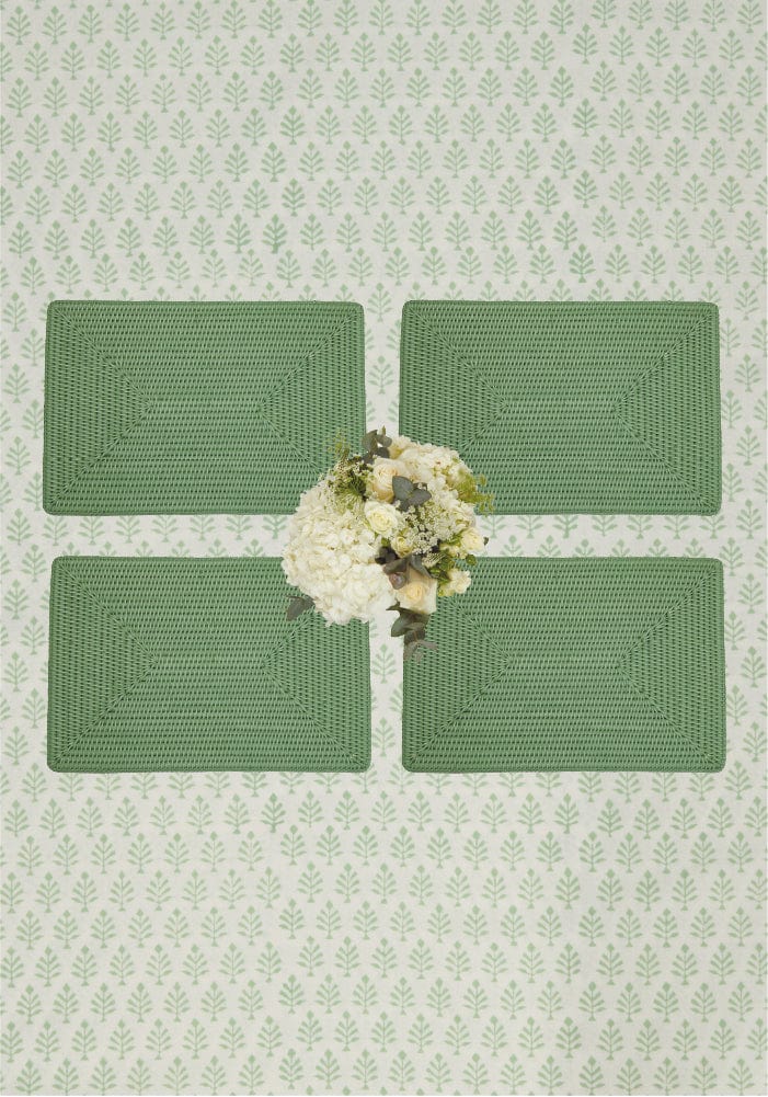 Surrey Rattan Rectangles Charger Placemat Green - Set of 4 - Casa by Josephine Jenno