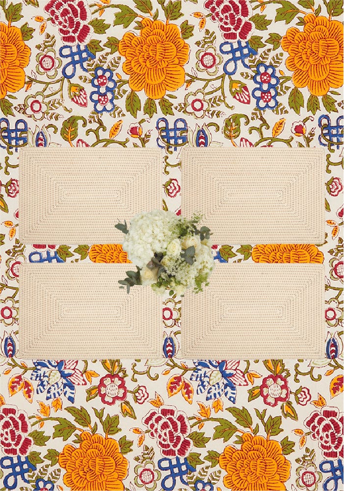 Surrey Rattan Rectangles Placemat - Sand Colour set of 4 - Casa by Josephine Jenno