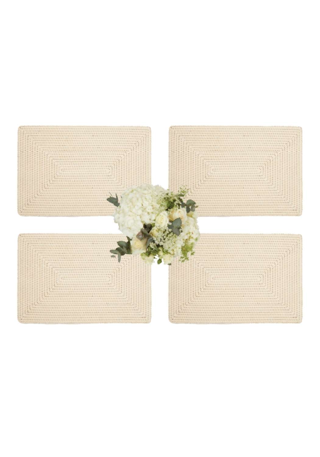 Surrey Rattan Rectangles Placemat - Sand Colour set of 4 - Casa by Josephine Jenno