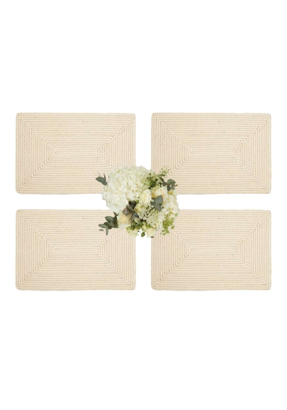 Surrey Rattan Rectangles Placemat - Sand Colour set of 4 - Casa by Josephine Jenno