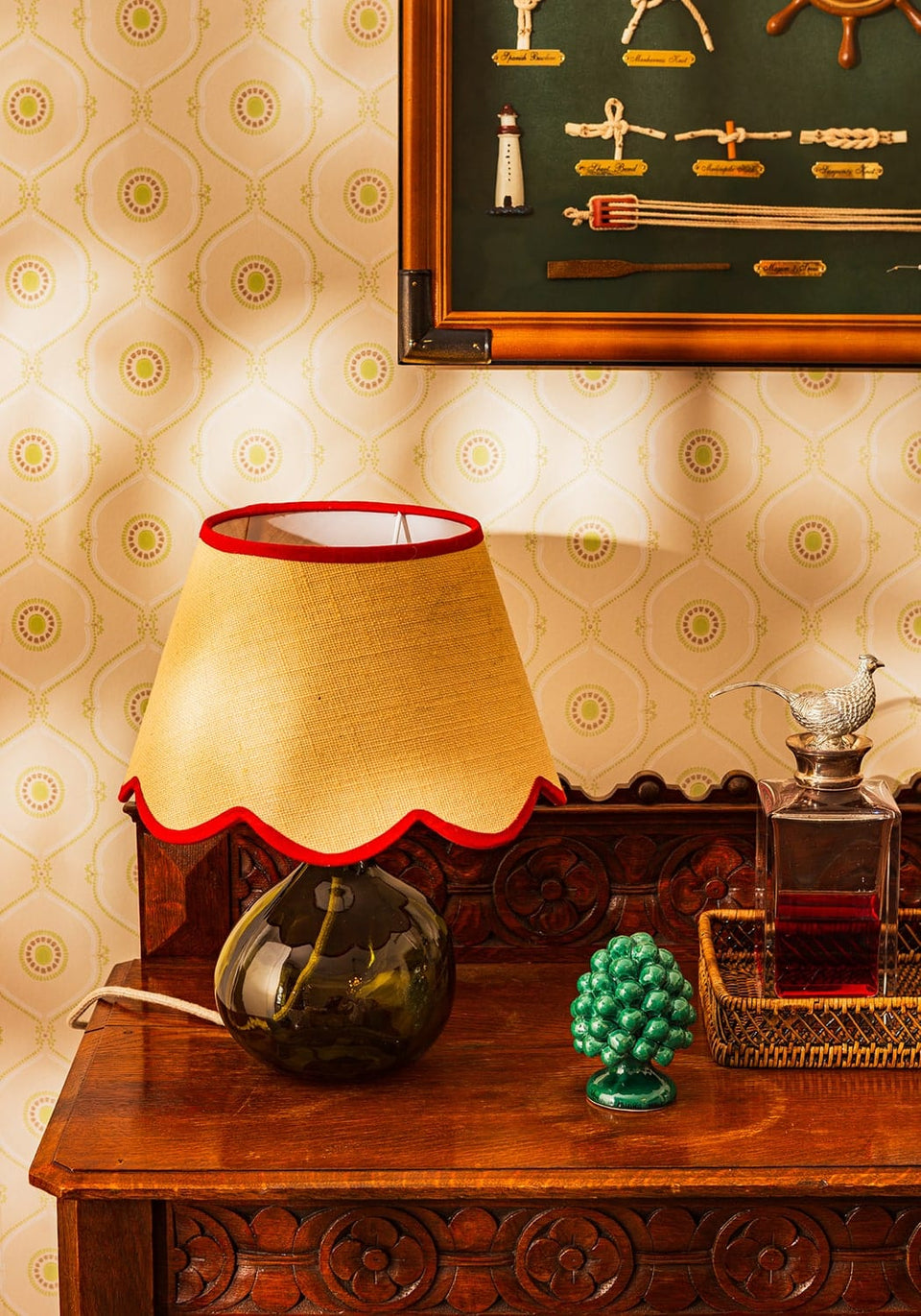 Sweet Red Trim Scalloped Lampshade - Casa by Josephine Jenno