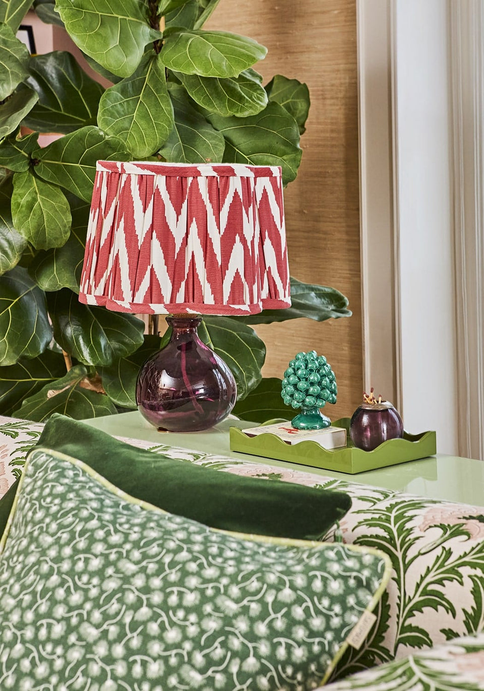 Tabitha Glass Table Lamp Base - Mulberry Red - Casa by Josephine Jenno