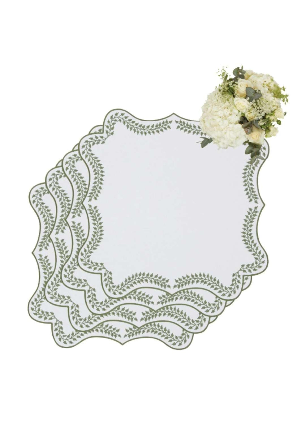 Tabitha Green Wreath Placemats - Set of 4 - Casa by Josephine Jenno