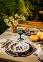 Amelia Linen Tablecloth, Blue Stripe