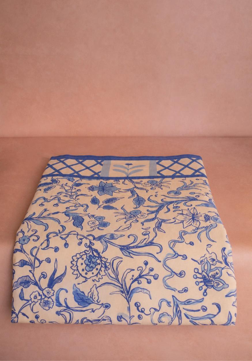 Tablecloth Belgravia Bloom Blue Cotton Tablecloth