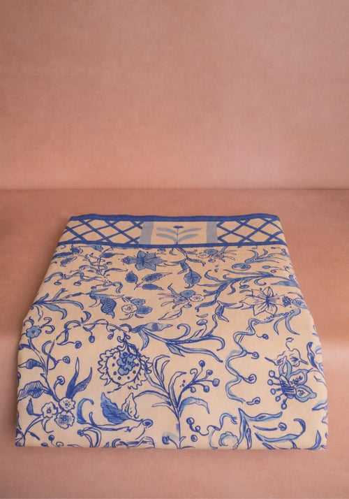 Belgravia Bloom Blue Cotton Tablecloth