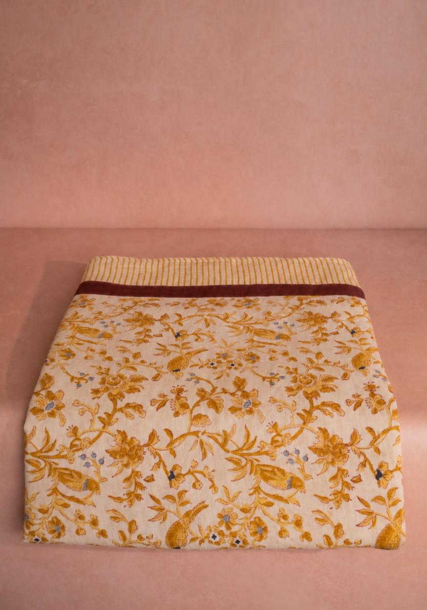 Block Printed Linen Tablecloth