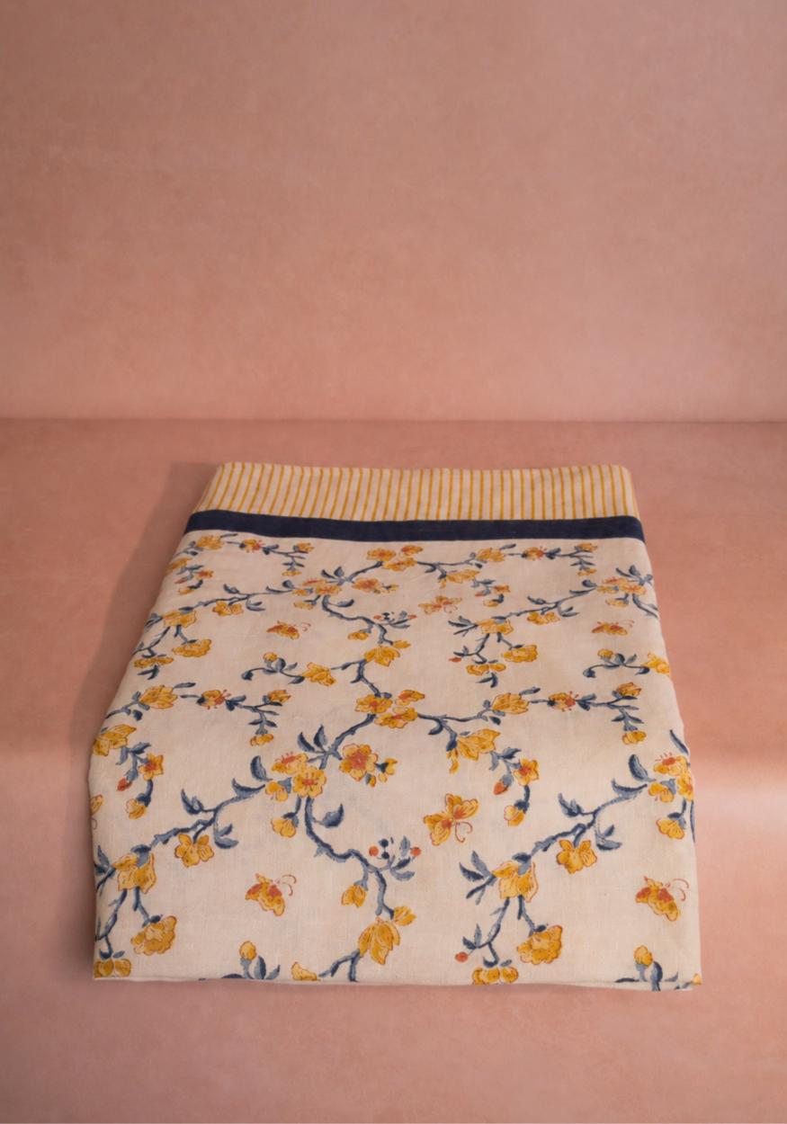 Block Printed Linen Tablecloth
