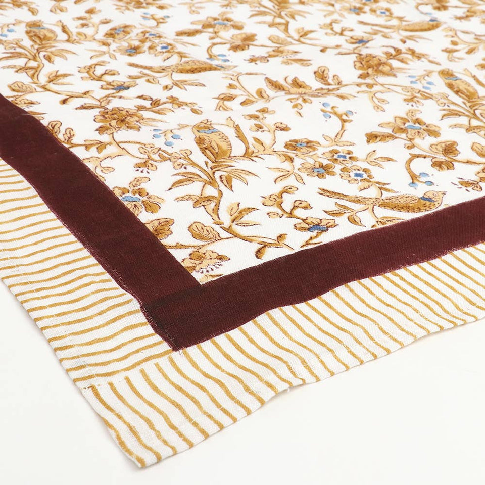 Block Printed Rectangular Linen Tablecloth