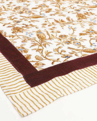 Block Printed Rectangular Linen Tablecloth