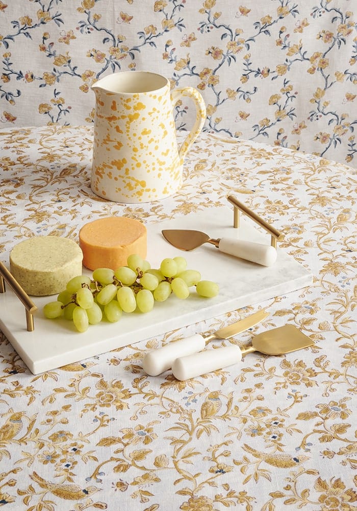 Block Printed Rectangular Linen Tablecloth
