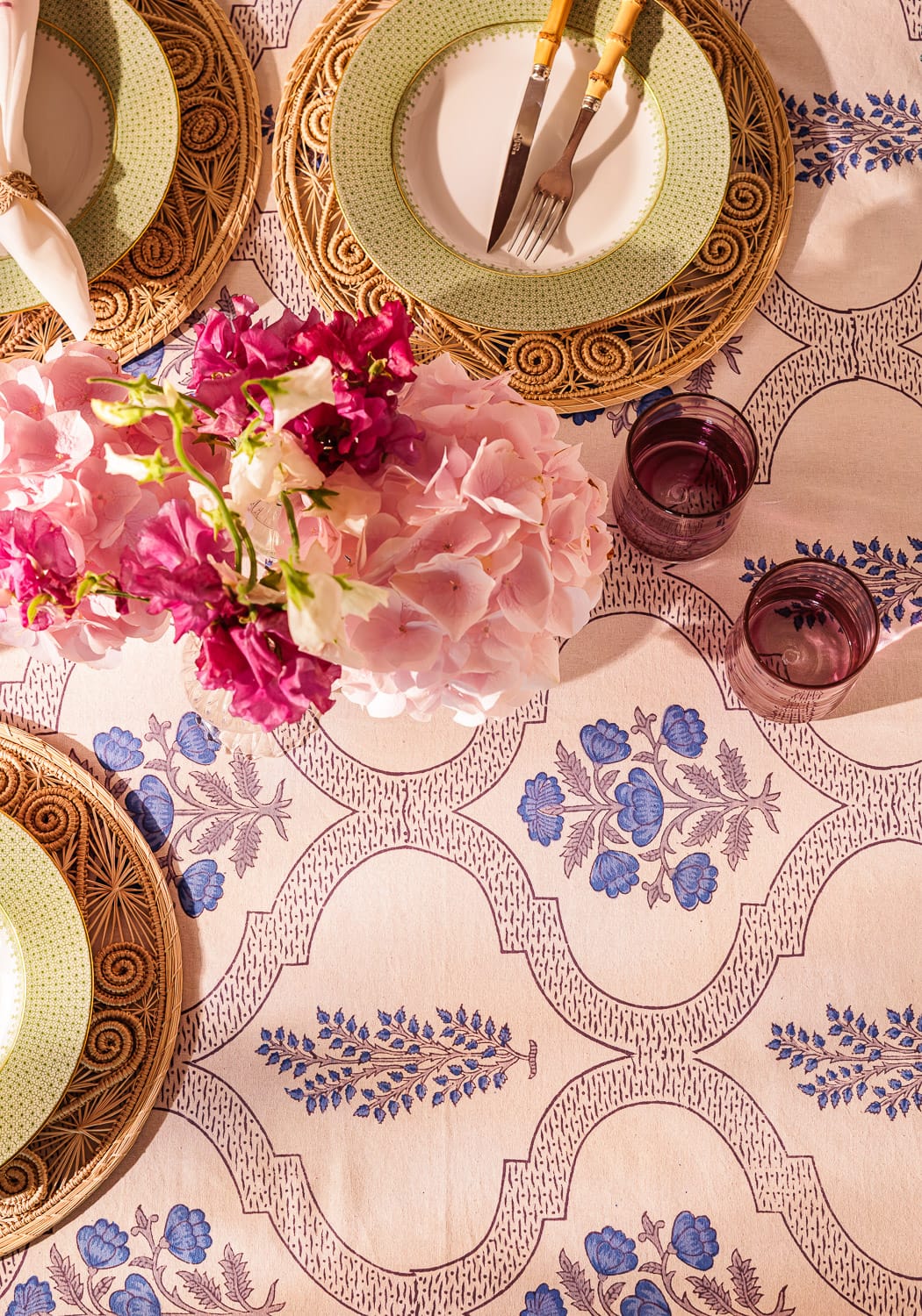 Flora Blue Tablecloth