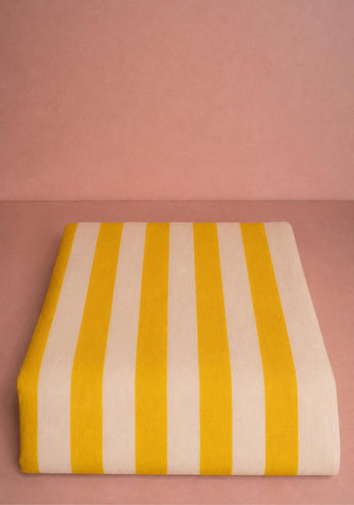 Lucinda Linen Tablecloth Yellow Stripe