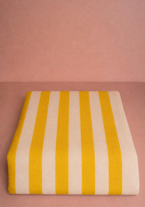 Lucinda Linen Tablecloth Yellow Stripe
