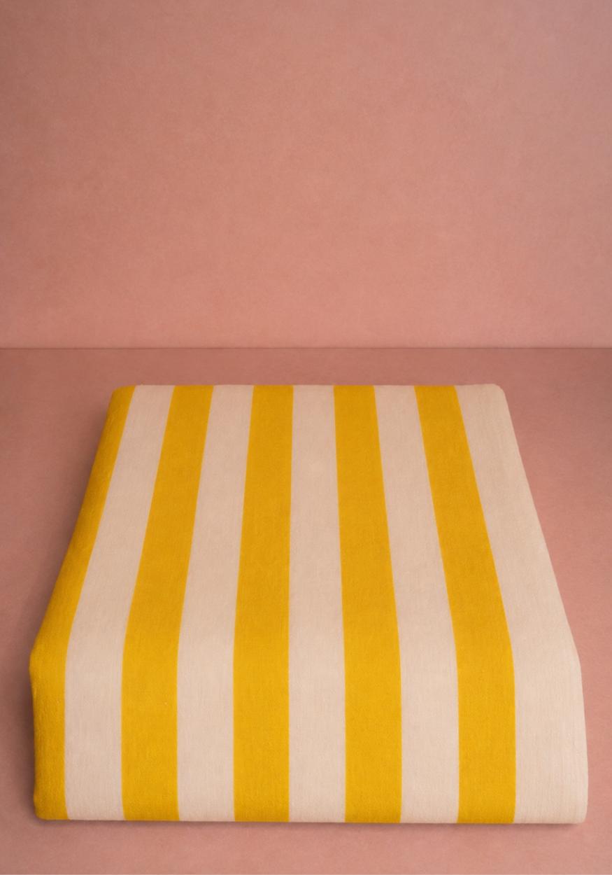Lucinda Linen Tablecloth Yellow Stripe
