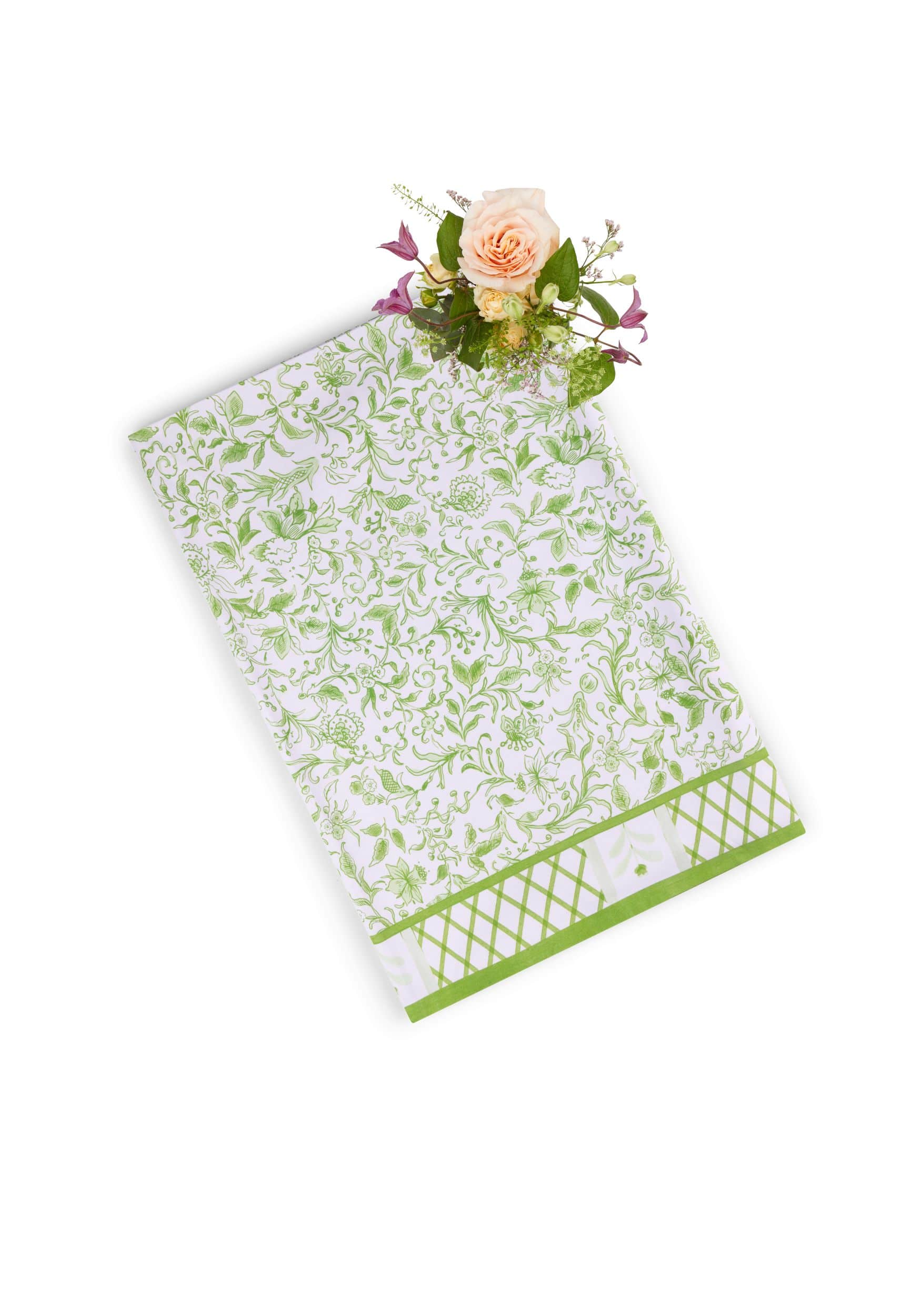 Meadow Sage Green Floral Cotton Tablecloth