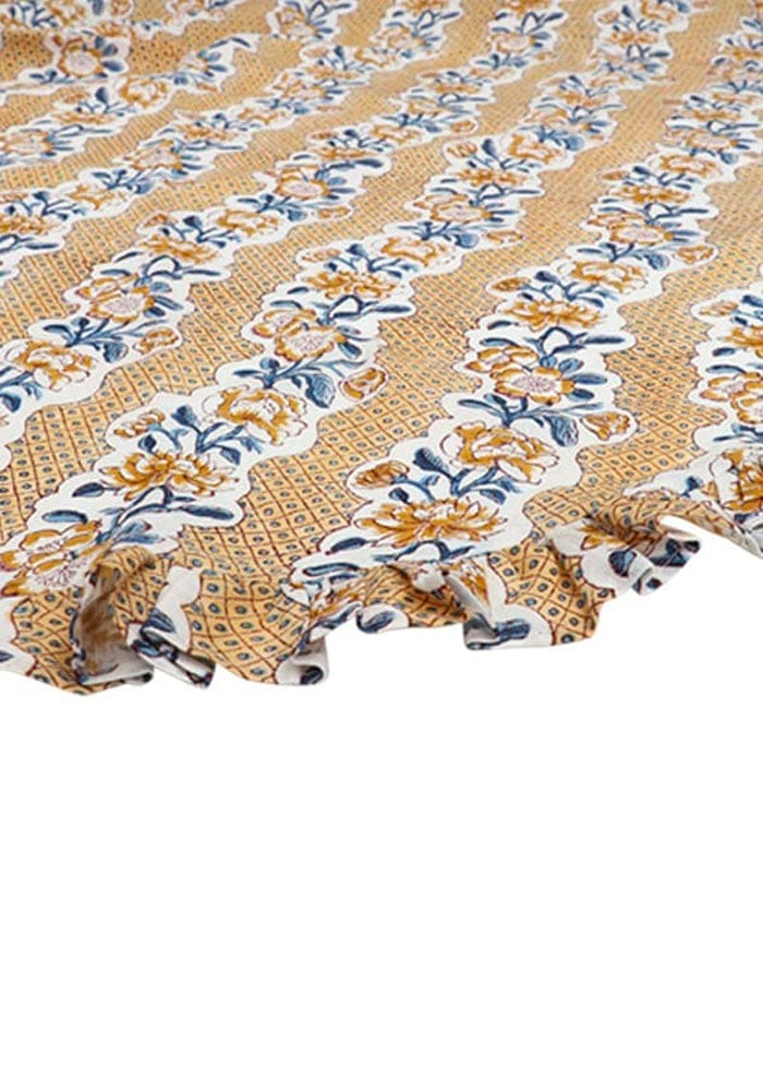 Pale Gold Circle Linen Tablecloth