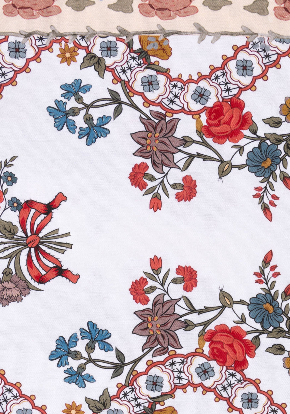 Sommerset Scroll Red Cotton Tablecloth
