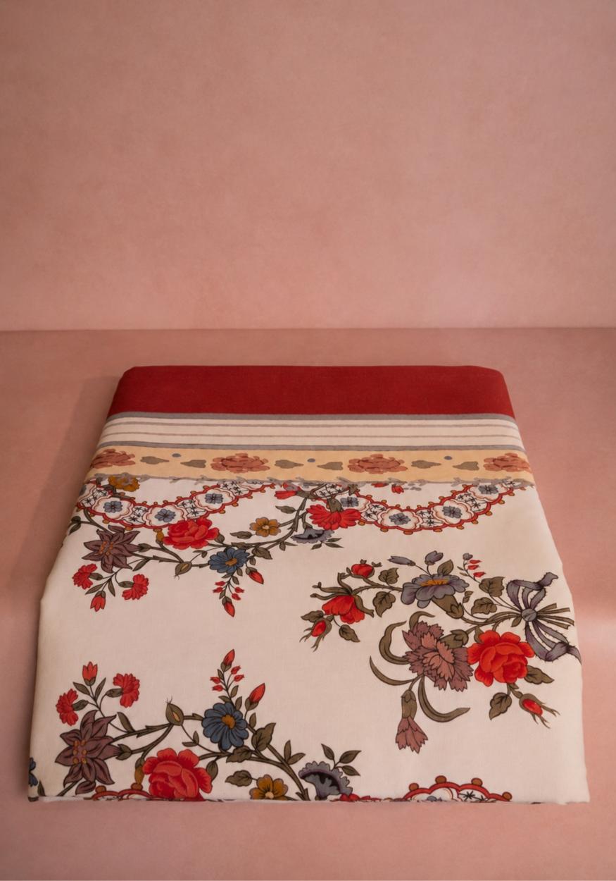 Tablecloth Sommerset Scroll Red Cotton Tablecloth