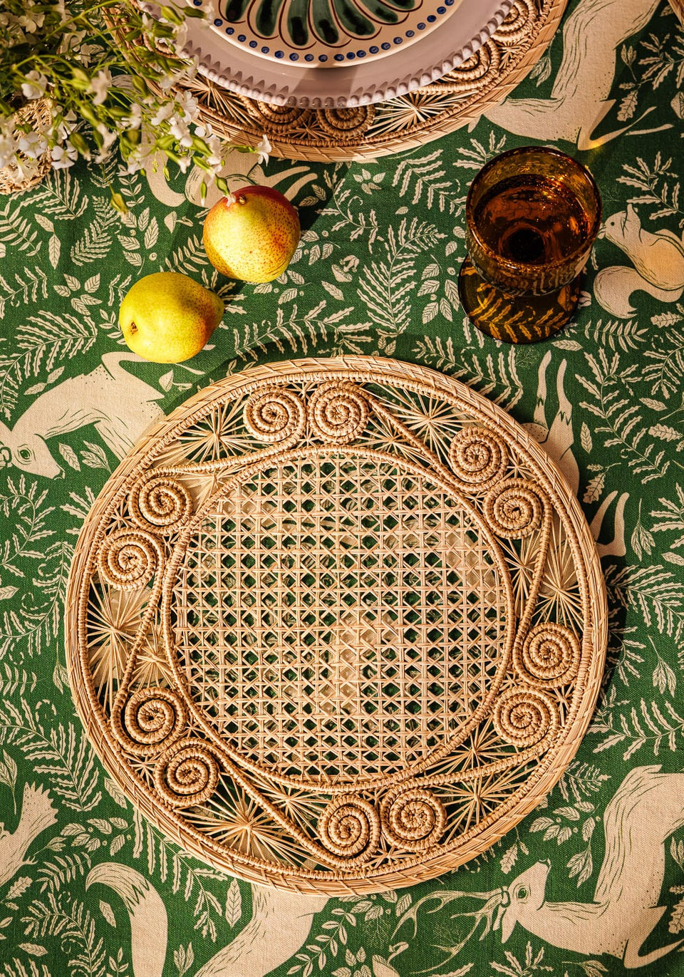 The Wycliffe Woodland Green Cotton Tablecloth