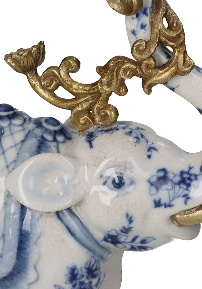 The Porcelain Elephant Candle Holder - Blue - Casa by Josephine Jenno