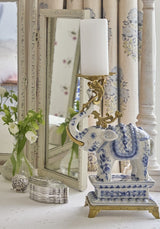 The Porcelain Elephant Candle Holder - Blue - Casa by Josephine Jenno