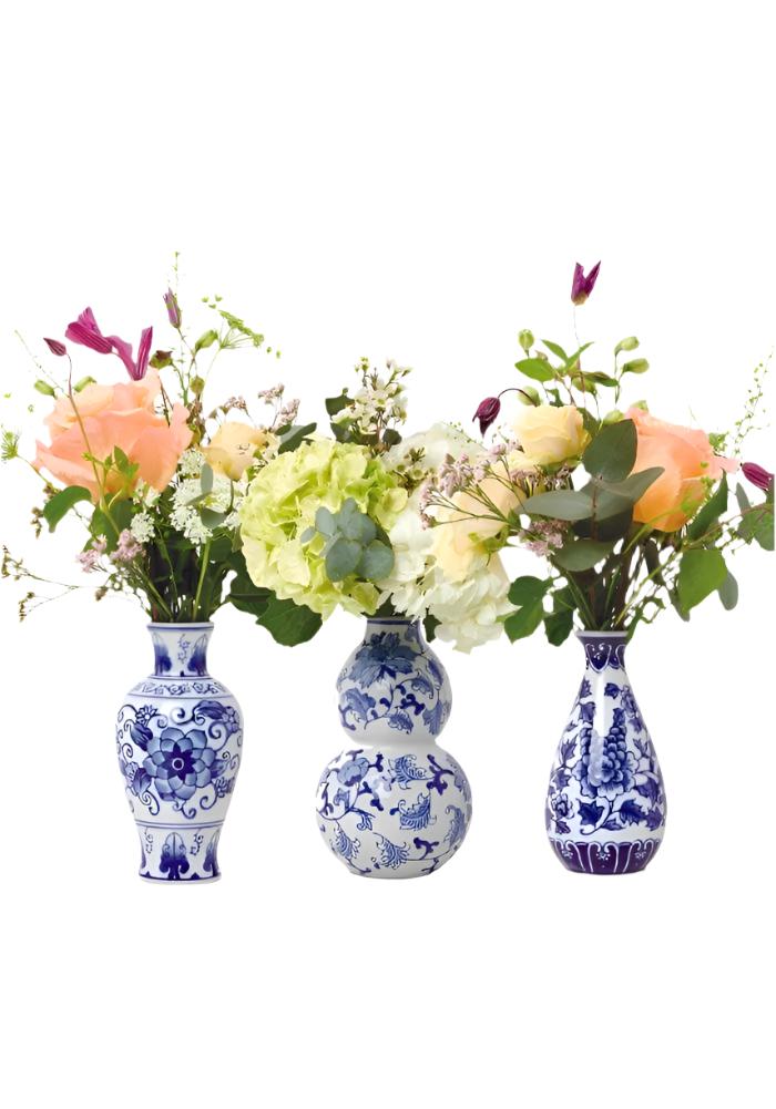 Three Delft Bud Vases - Casa by Josephine Jenno