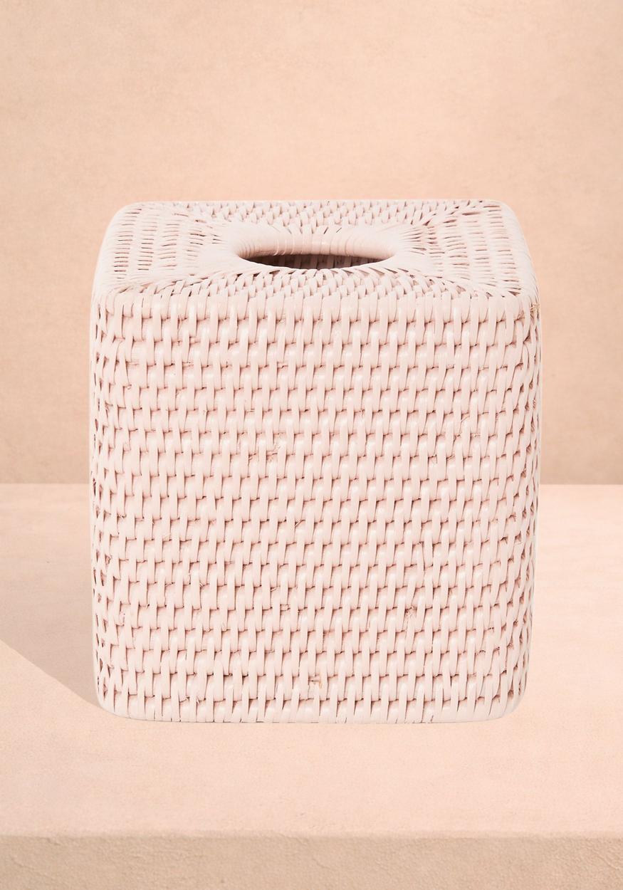 Rattan Tissue Box Cover - Pink