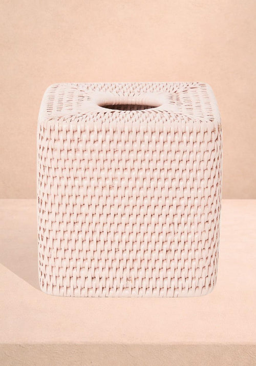 Rattan Tissue Box Cover - Pink