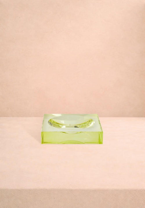 Chelsea Glass Trinket Tray - Yellow/Green