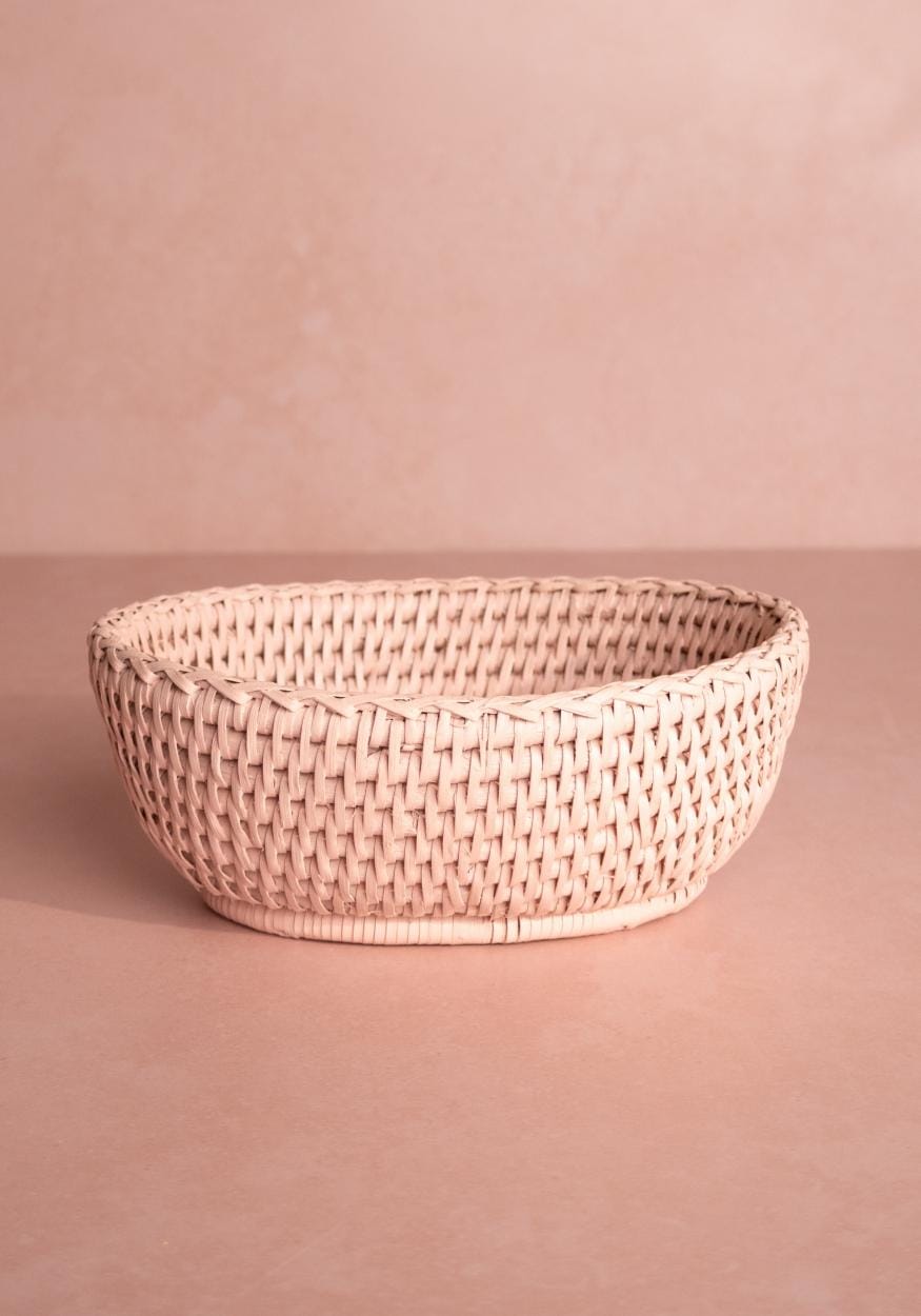 Mayfair Trinket Hold All Rattan Basket in Pink