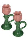 Tulip Glow Pink Candleholder- Set of 2