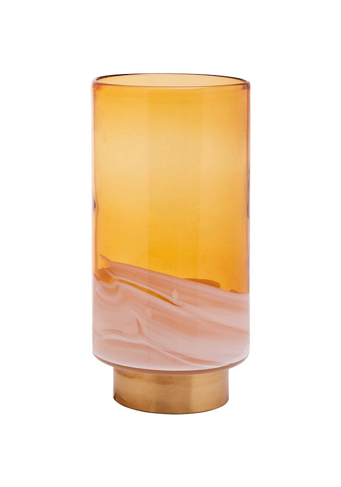 Christie Amber Two tone Glass Vase with Gold Trim