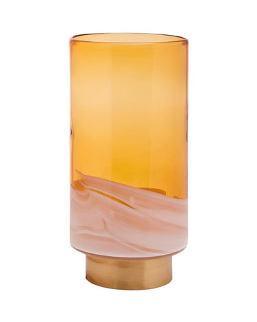 Christie Amber Two tone Glass Vase with Gold Trim