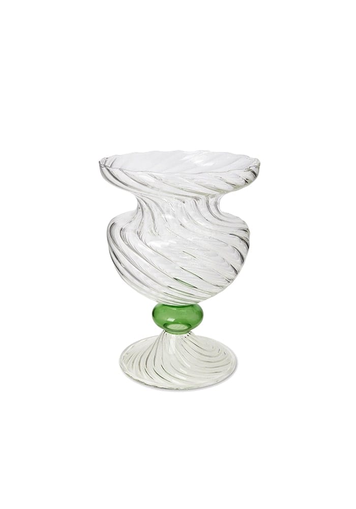 Green Globe Murano Vase Cleo Wave
