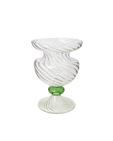 Green Globe Murano Vase Cleo Wave