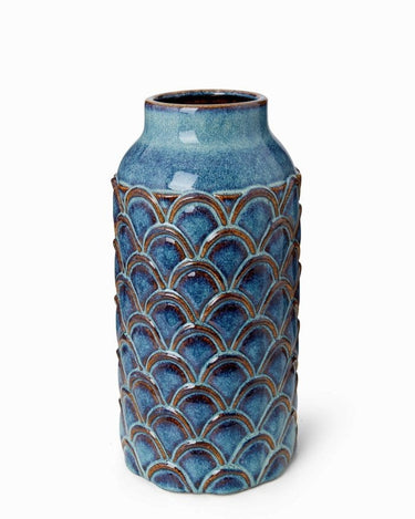 Large Mermaid Vase Blue Pottery