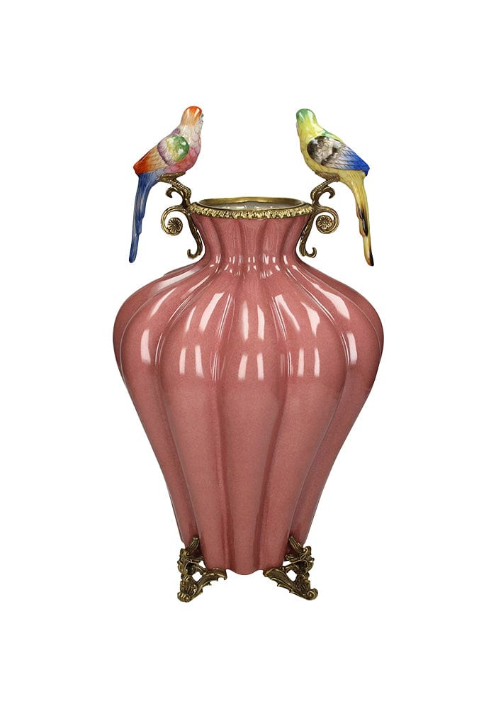 Vase Birds Pink 46x27x27cm
