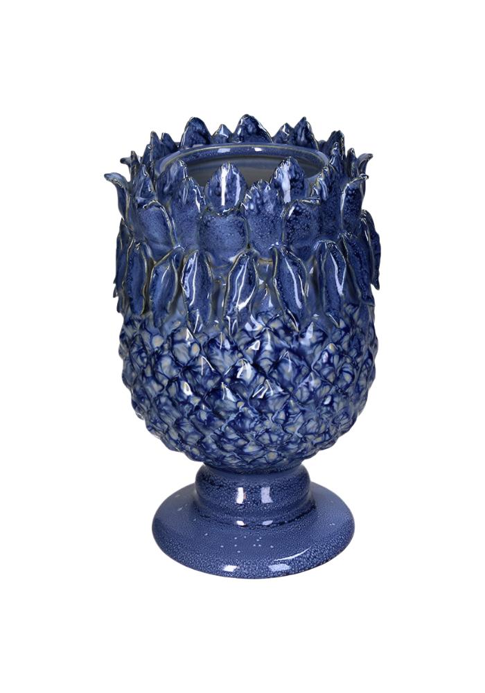 Blue Pineapple Stoneware Vase