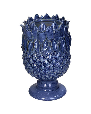 Blue Pineapple Stoneware Vase