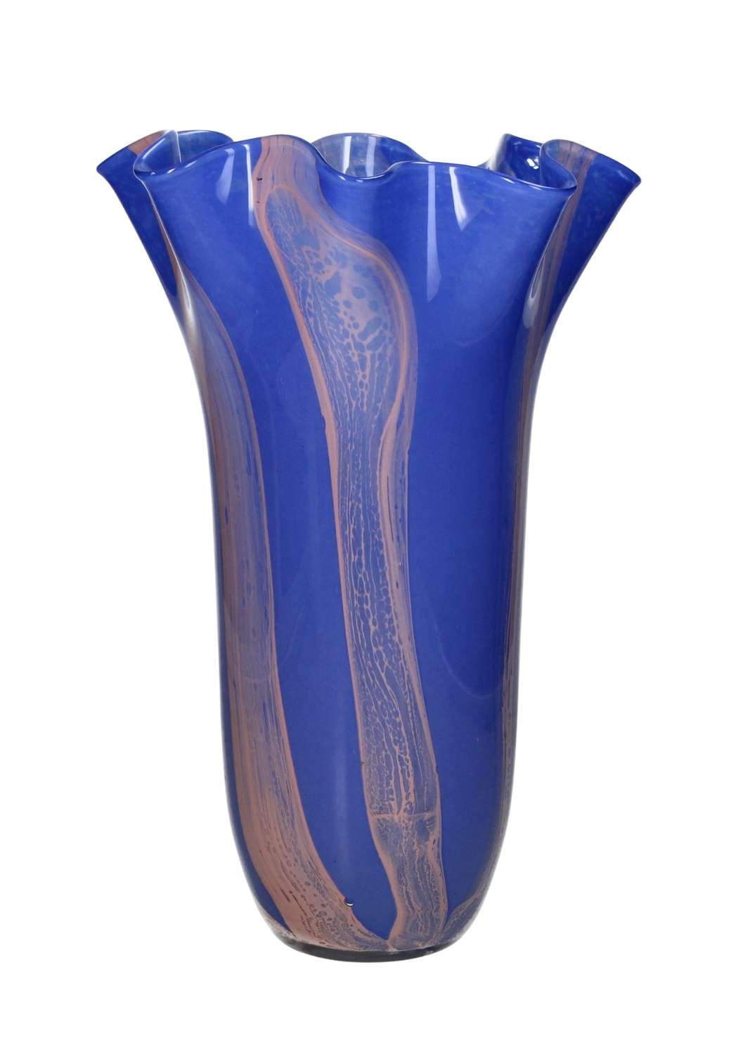 Vases Blue Twist Glass Vase with Scallop