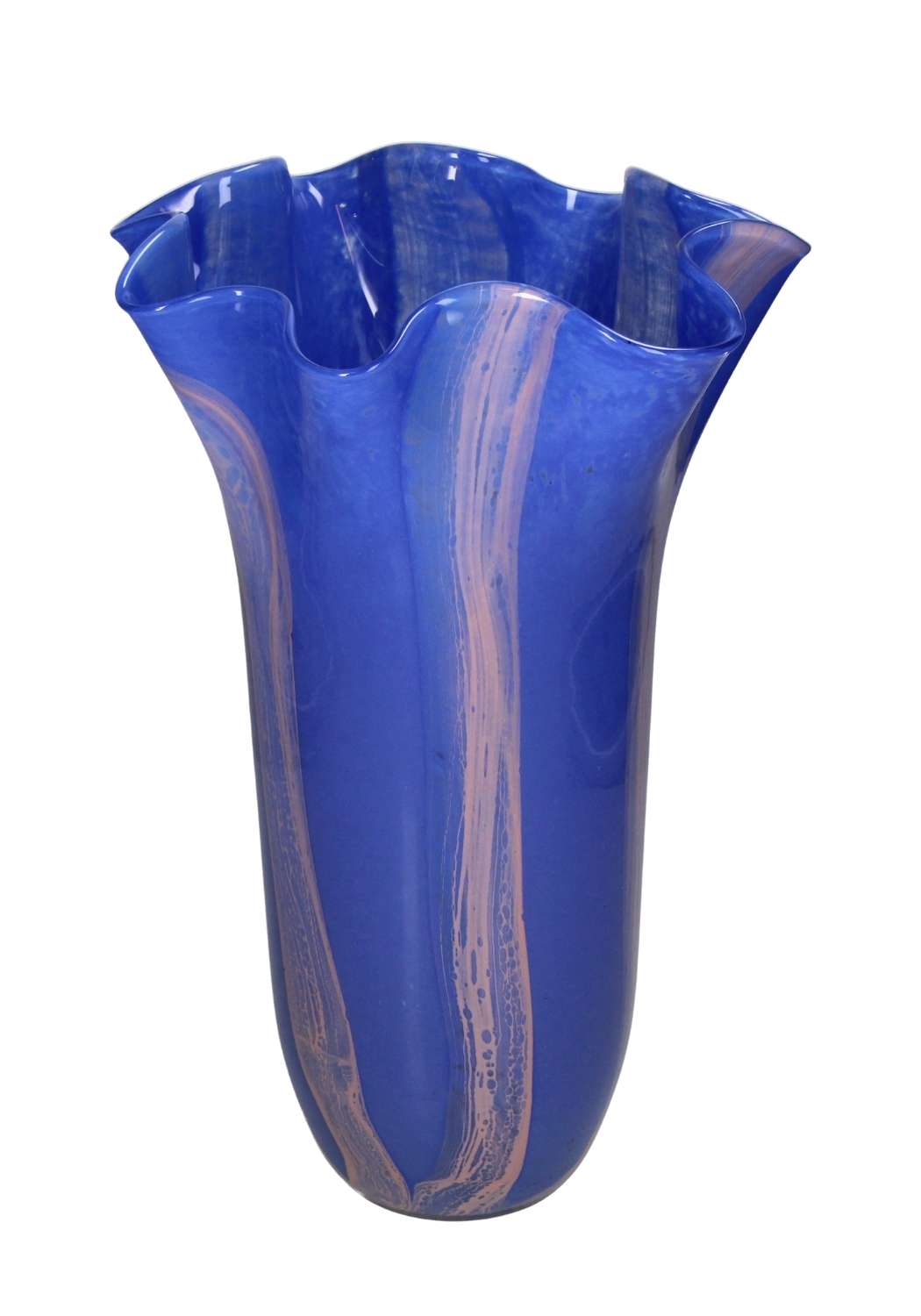 Vases Blue Twist Glass Vase with Scallop