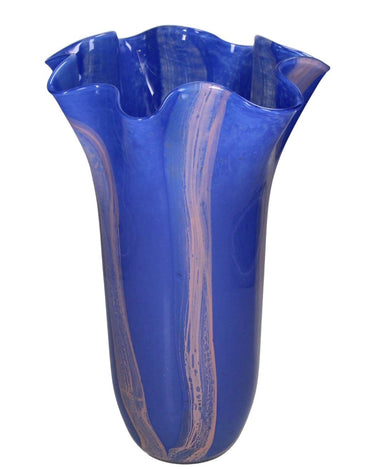 Vases Blue Twist Glass Vase with Scallop